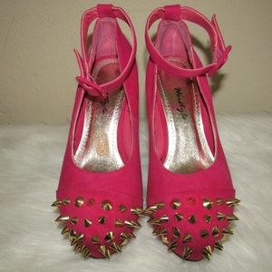 Hot Pink gold Spiked Heels